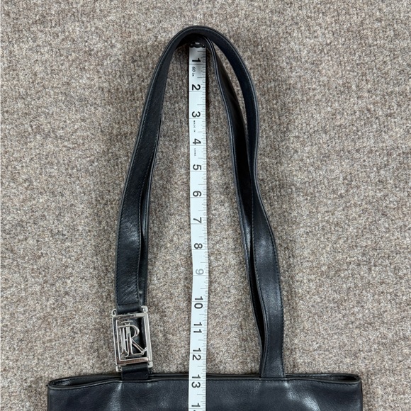 Ralph Lauren Black Leather Tote Shoulder Hand Bag Silver Hardware Vintage 90s - Picture 11 of 12